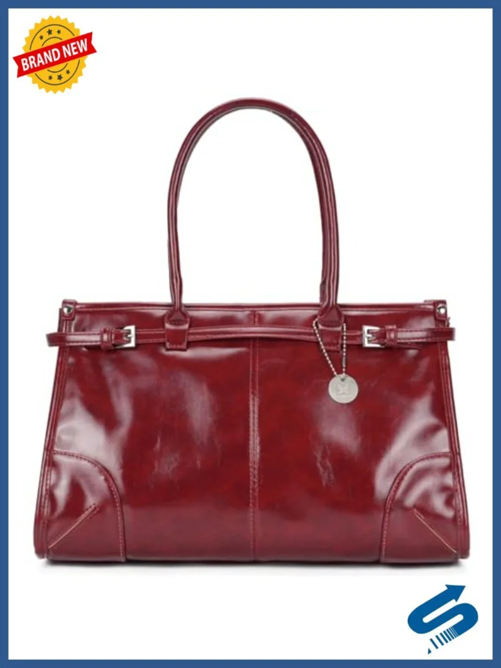 Women's Vegan Leather Top-Handle Satchel with Adjustable Crossbody Strap